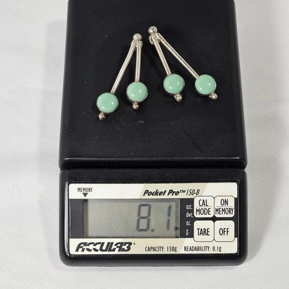 DTR Sterling Silver Turquoise Earrings. 925 Western Boho Cowgirl Minamlist Studs - Picture 8 of 8